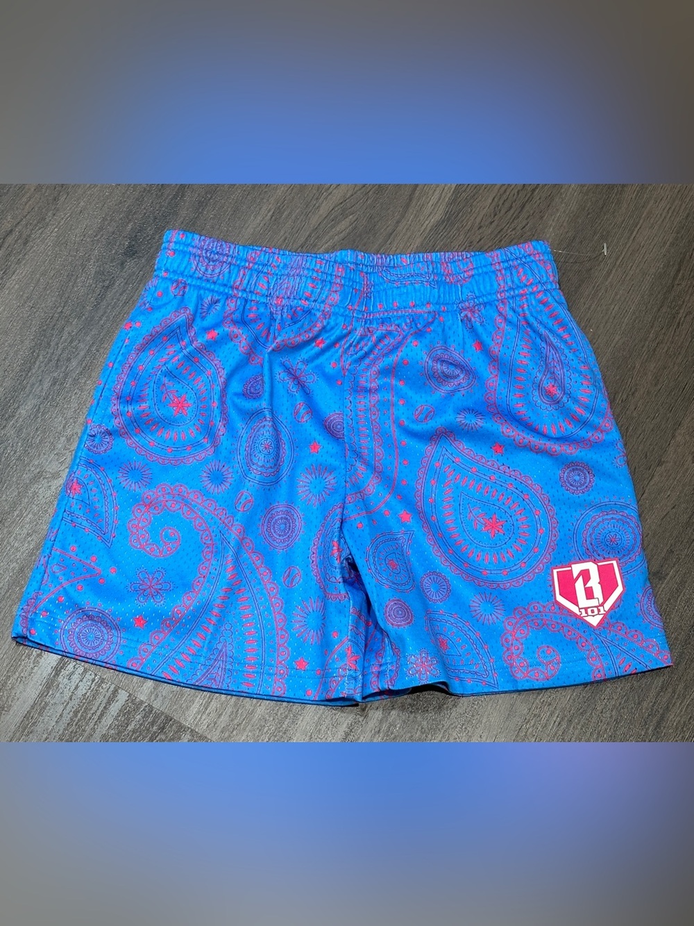 Baseball Lifestyle 101 Paisley Shorts Blue Pink Youth Large YXL NWT Baseball